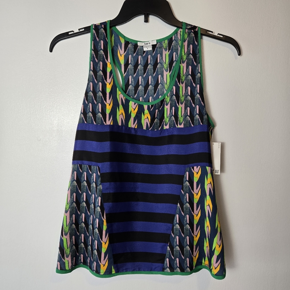 NEW Bar III Art To Wear Abstract Lightweight Flowy Racerback Tank Top Size Large